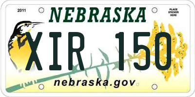 NE license plate XIR150
