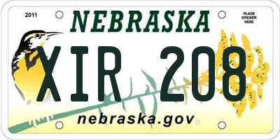 NE license plate XIR208