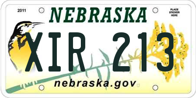 NE license plate XIR213