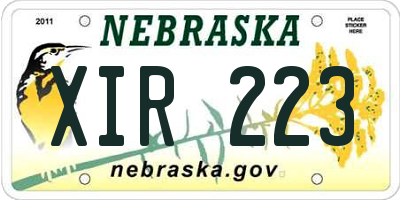 NE license plate XIR223