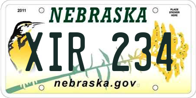 NE license plate XIR234