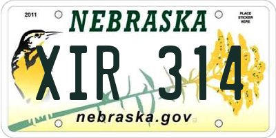 NE license plate XIR314
