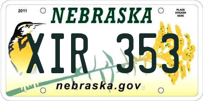 NE license plate XIR353