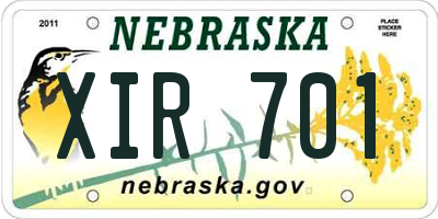 NE license plate XIR701
