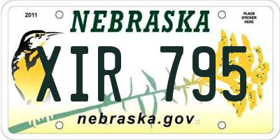 NE license plate XIR795