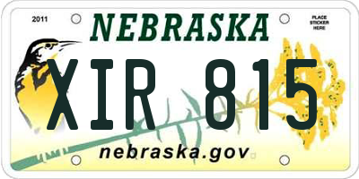 NE license plate XIR815