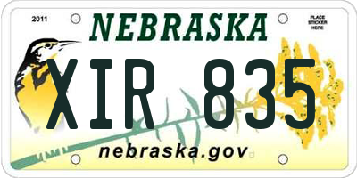NE license plate XIR835