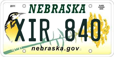 NE license plate XIR840