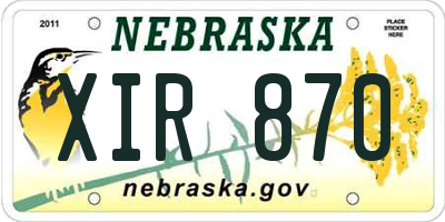 NE license plate XIR870