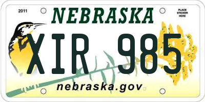 NE license plate XIR985