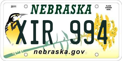 NE license plate XIR994