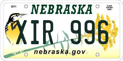 NE license plate XIR996