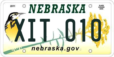 NE license plate XIT010