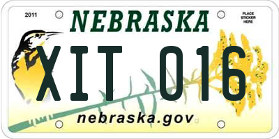 NE license plate XIT016