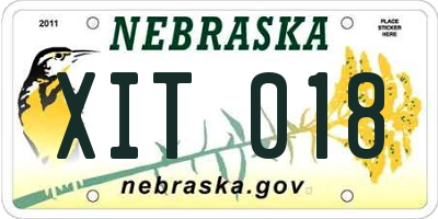 NE license plate XIT018