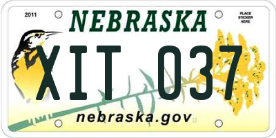 NE license plate XIT037
