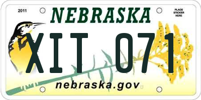 NE license plate XIT071