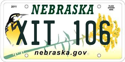 NE license plate XIT106