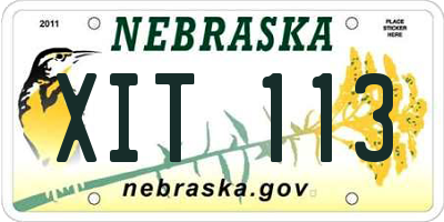 NE license plate XIT113