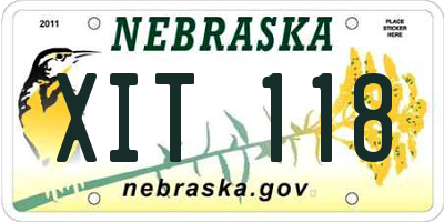NE license plate XIT118
