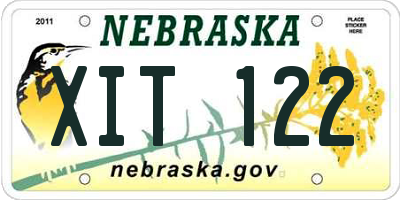NE license plate XIT122
