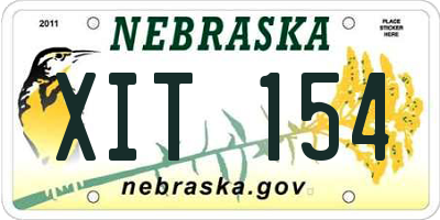 NE license plate XIT154