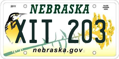 NE license plate XIT203