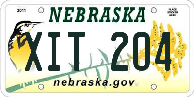 NE license plate XIT204