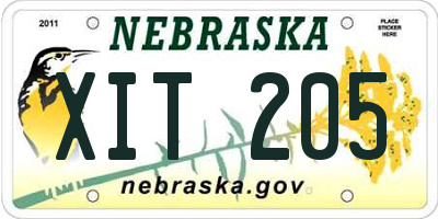 NE license plate XIT205