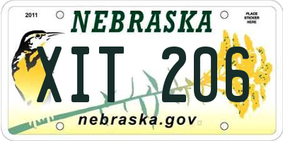 NE license plate XIT206