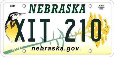 NE license plate XIT210