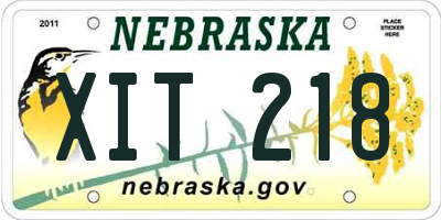 NE license plate XIT218