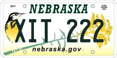 NE license plate XIT222