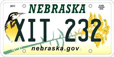 NE license plate XIT232