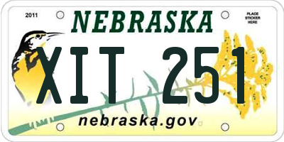 NE license plate XIT251