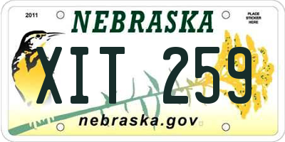 NE license plate XIT259