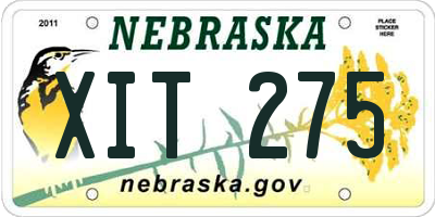 NE license plate XIT275