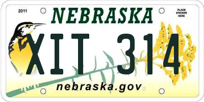 NE license plate XIT314