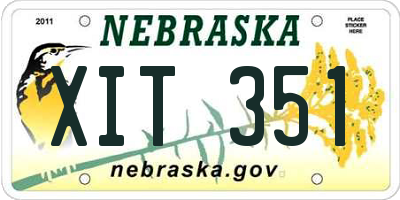 NE license plate XIT351