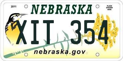 NE license plate XIT354