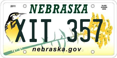 NE license plate XIT357