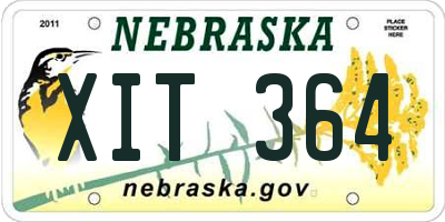 NE license plate XIT364