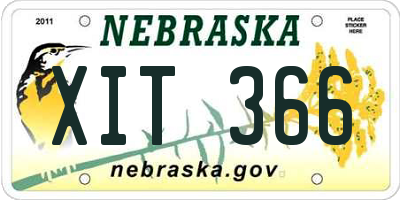 NE license plate XIT366