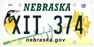 NE license plate XIT374