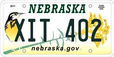 NE license plate XIT402