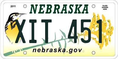 NE license plate XIT451
