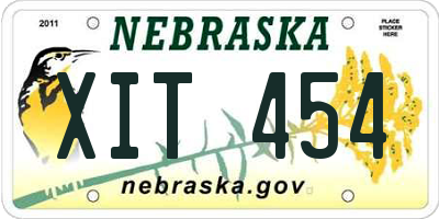 NE license plate XIT454
