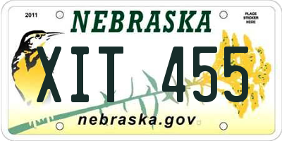 NE license plate XIT455