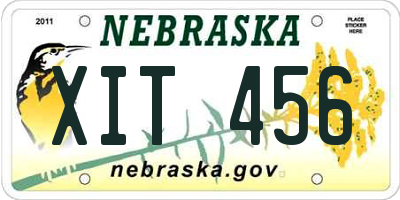 NE license plate XIT456