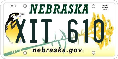 NE license plate XIT610